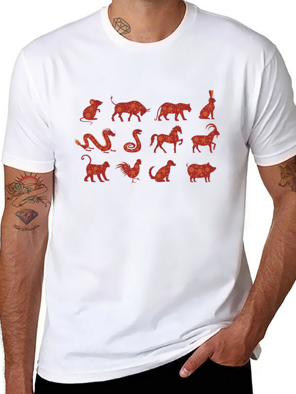 Chinese Zodiac Animals Graphic T-Shirt