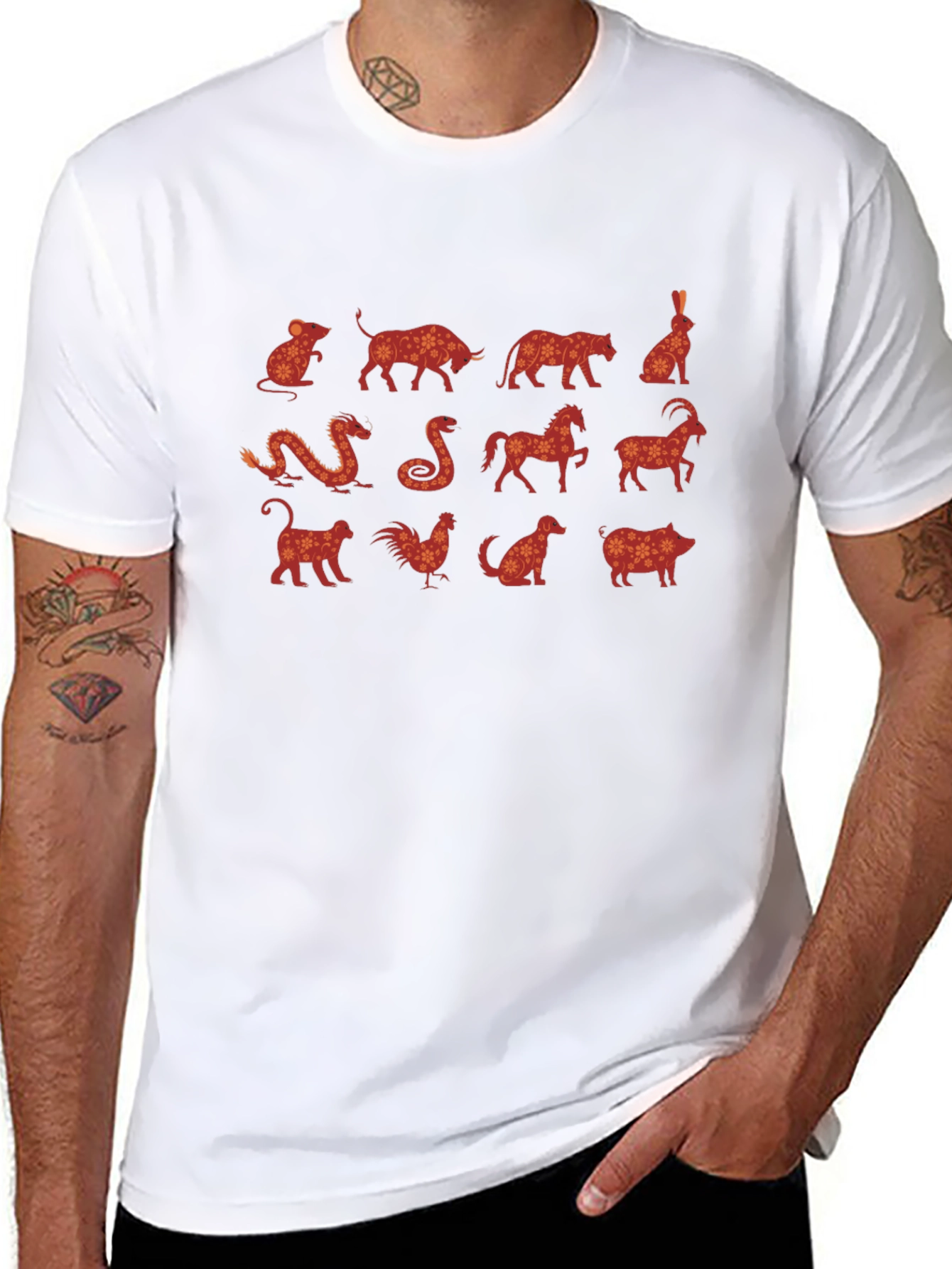 Chinese Zodiac Animals Graphic T-Shirt