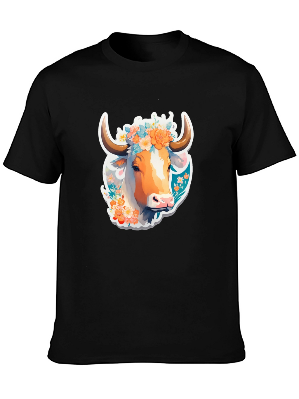 Floral Cow Graphic Tee - Unique Design