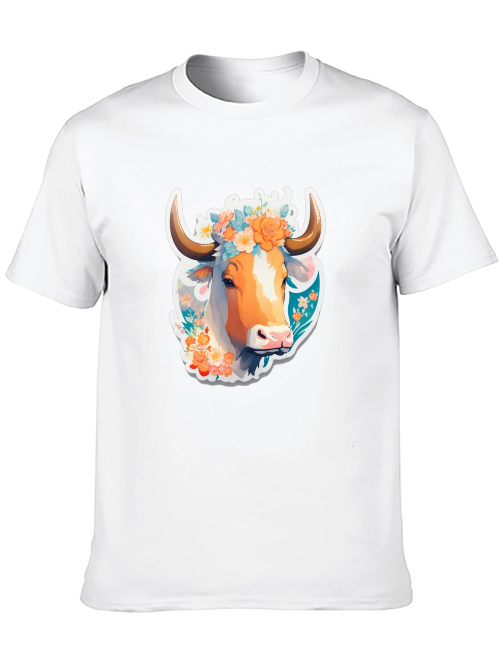 Floral Cow Graphic Tee - Unique Design
