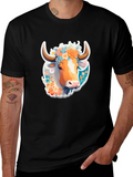 Floral Cow Graphic Tee - Unique Design