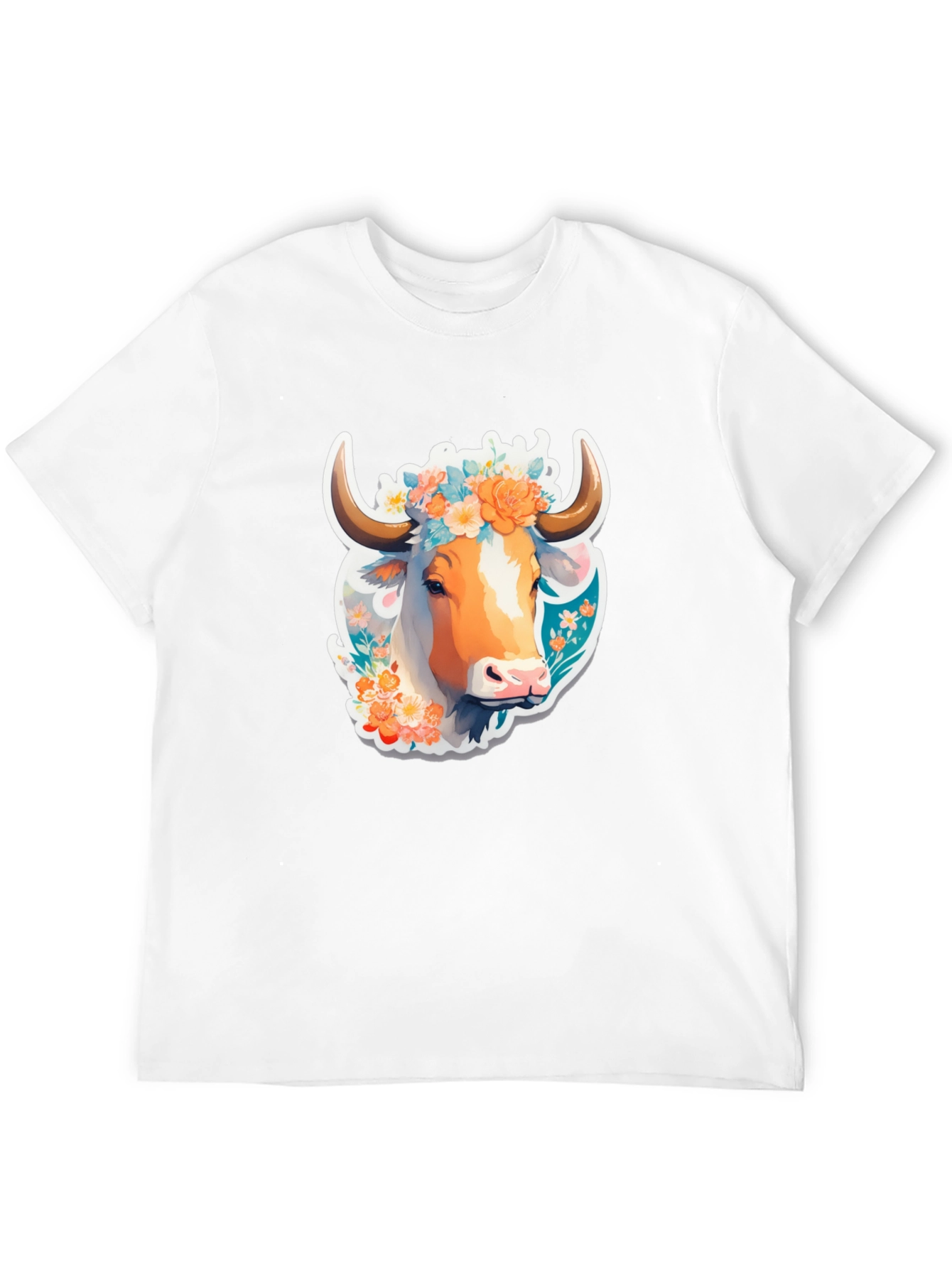 Floral Cow Graphic Tee - Unique Design