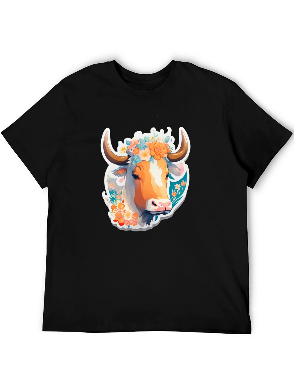 Floral Cow Graphic Tee - Unique Design