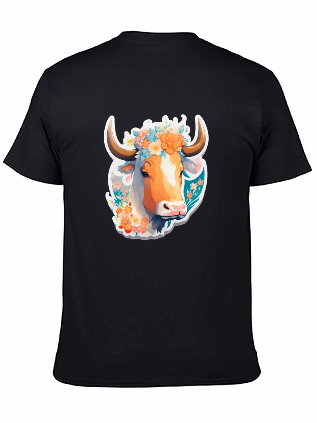 Floral Cow Graphic Tee - Unique Design