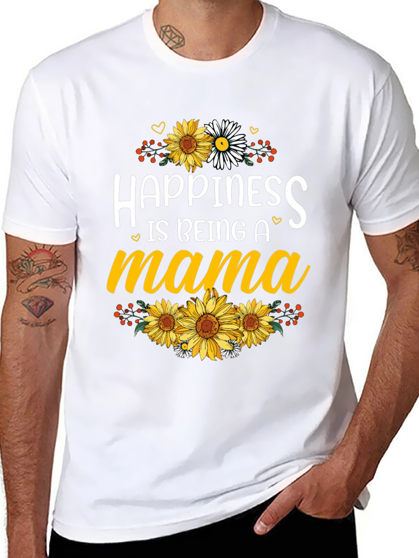 Happiness is Being A Mama Sunflower Graphic Tee