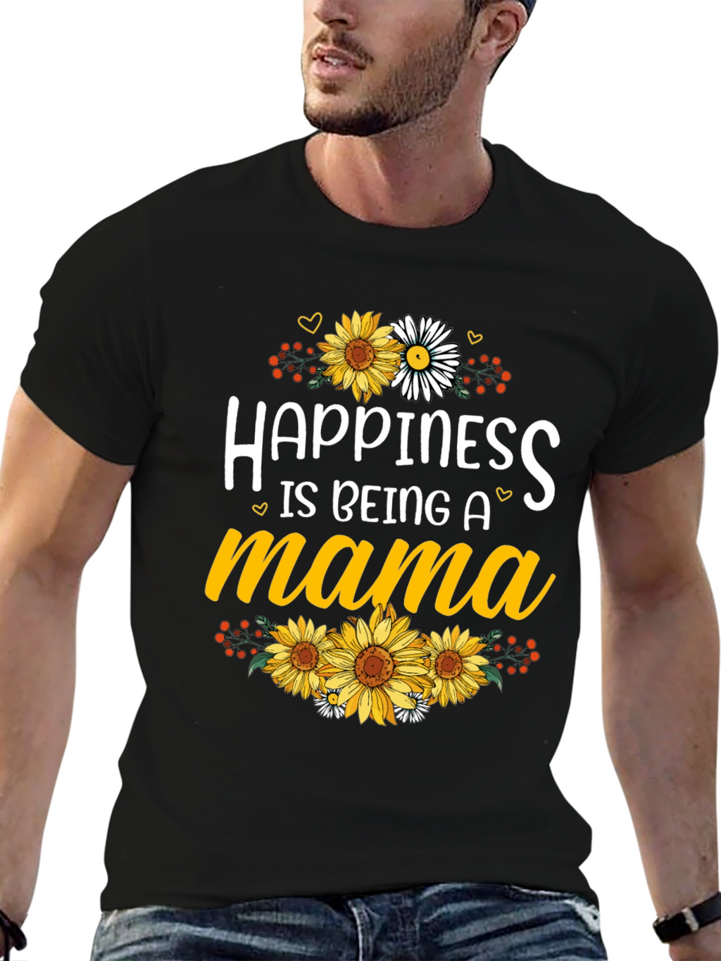 Happiness is Being A Mama Sunflower Graphic Tee