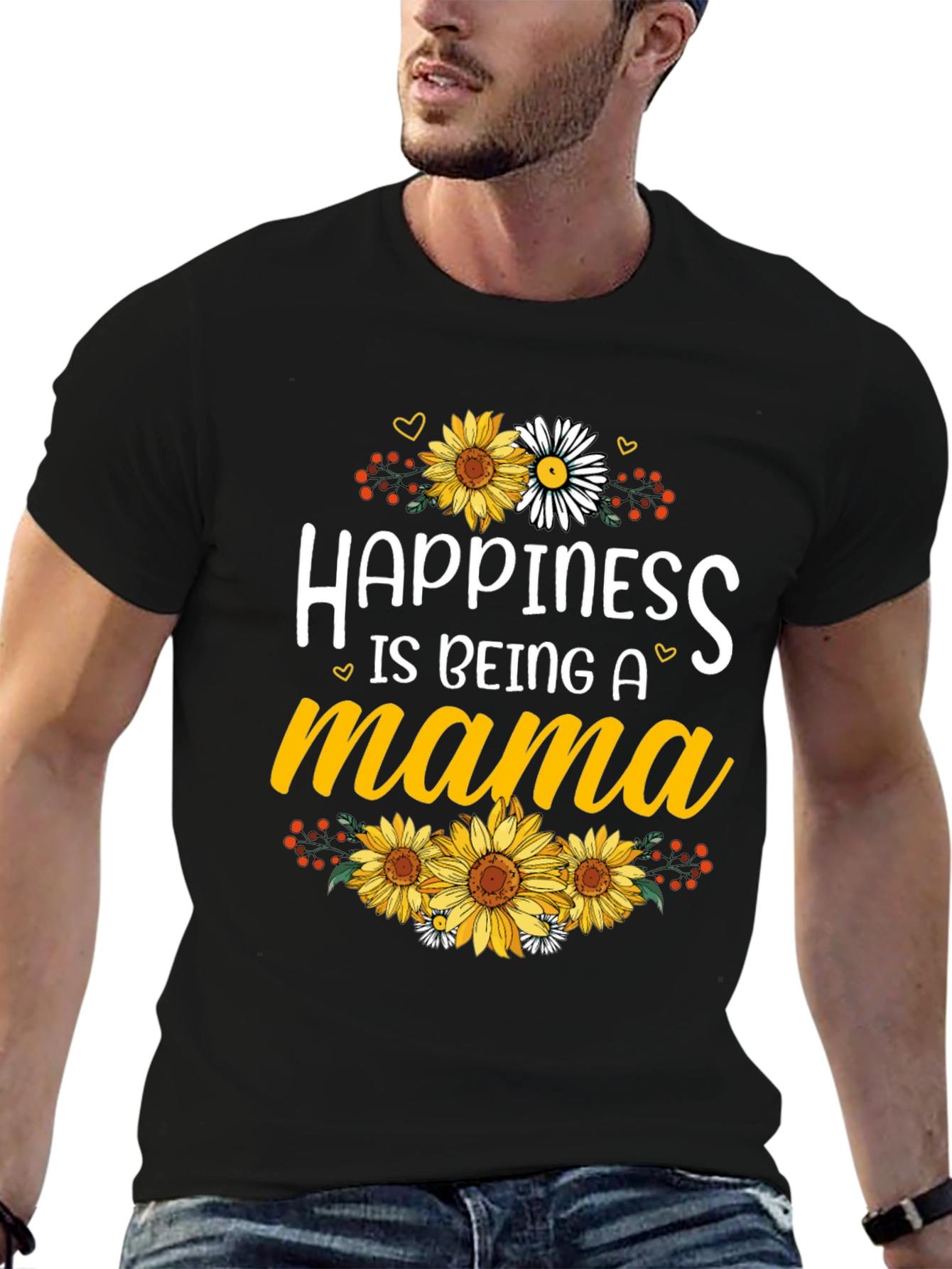 Happiness is Being A Mama Sunflower Graphic Tee