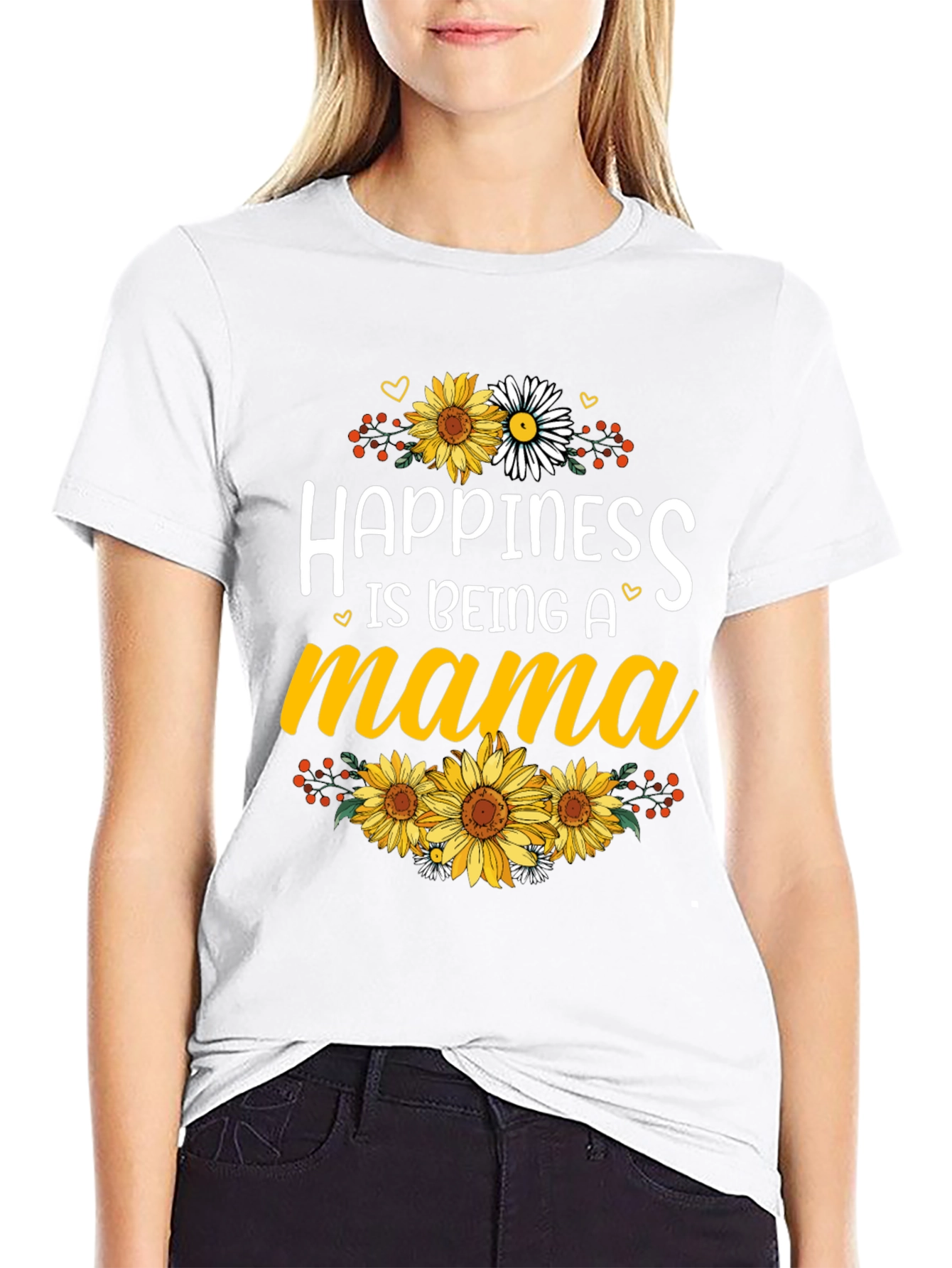 Happiness is Being A Mama Sunflower Graphic Tee