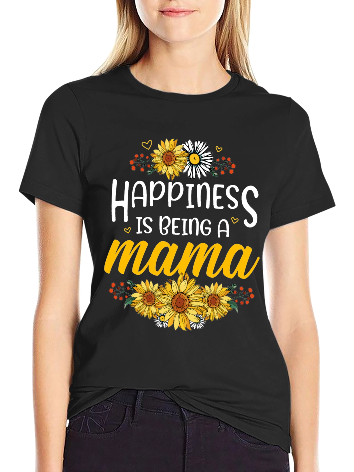 Happiness is Being A Mama Sunflower Graphic Tee