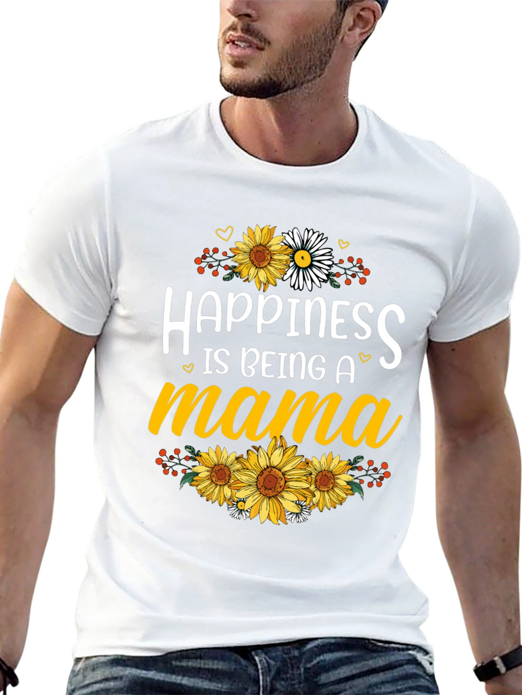 Happiness is Being A Mama Sunflower Graphic Tee