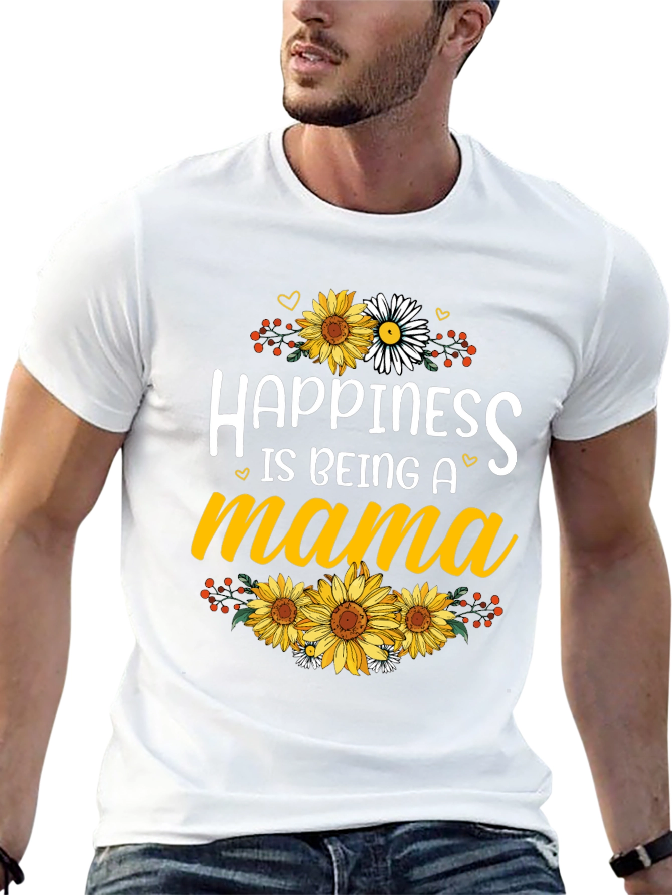 Happiness is Being A Mama Sunflower Graphic Tee