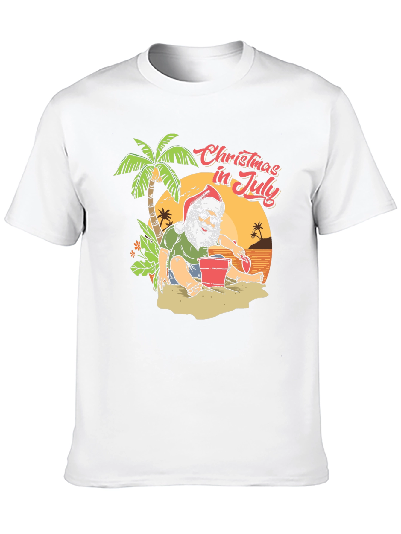 Christmas in July T-Shirt - Santa on Beach