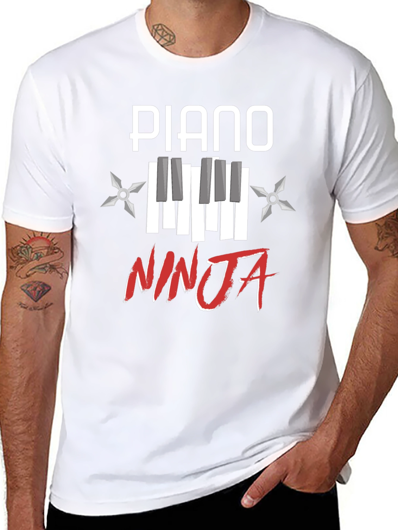Piano Ninja Graphic Tee - Music Lover Shirt