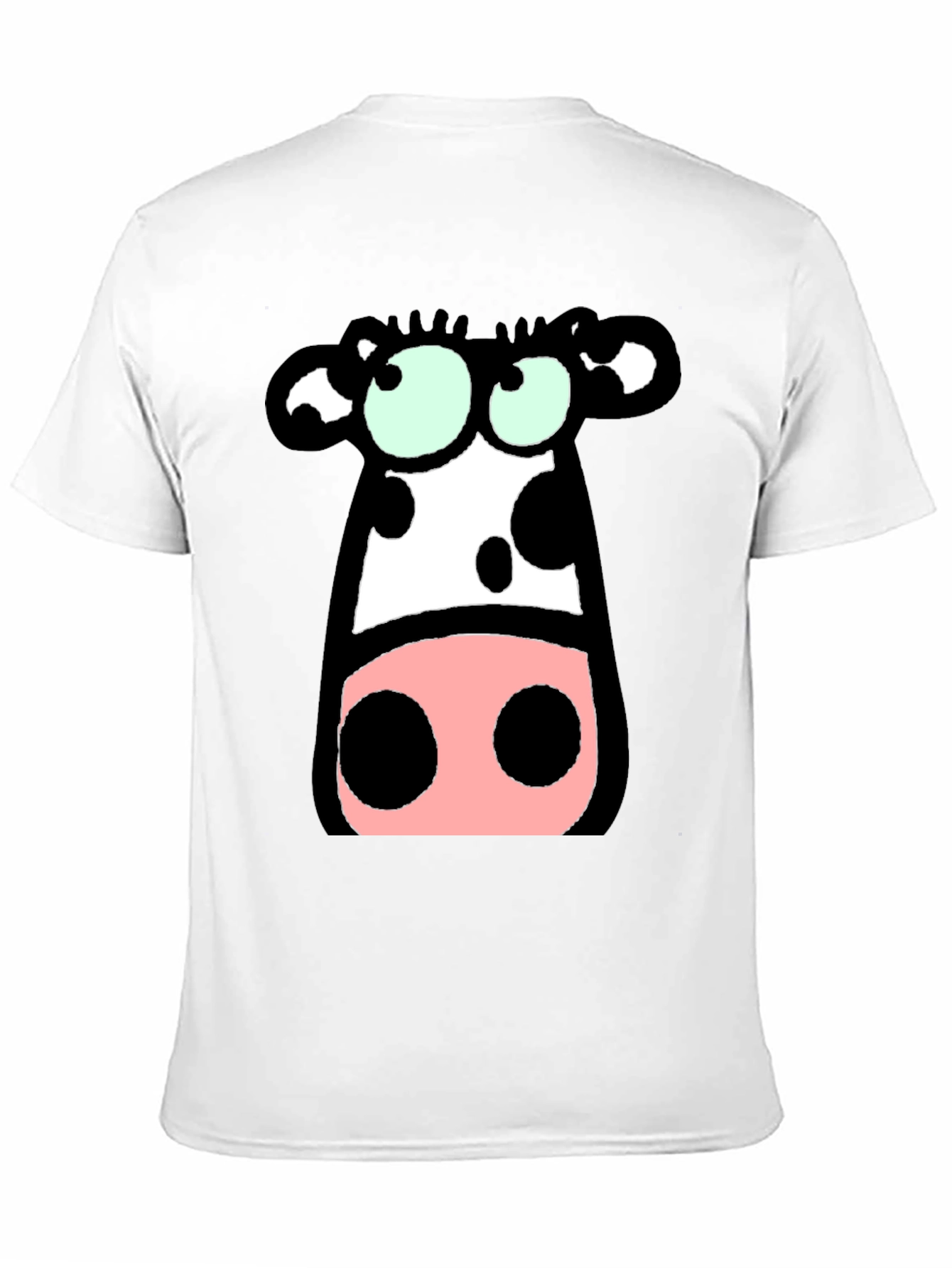 Cartoon Cow Graphic Tee - Black Cotton T-Shirt