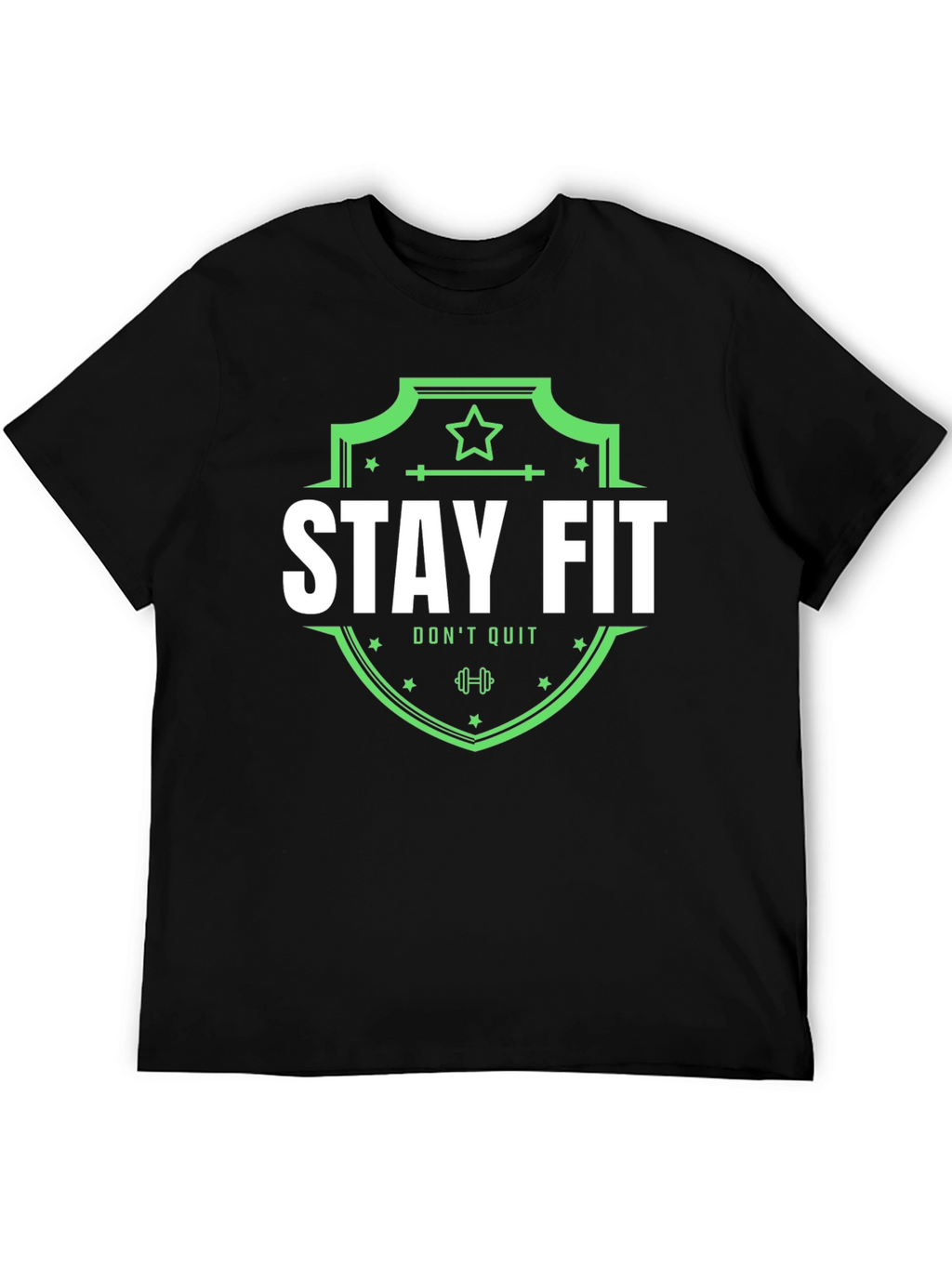 Stay Fit Graphic Tee - Black Cotton T-Shirt