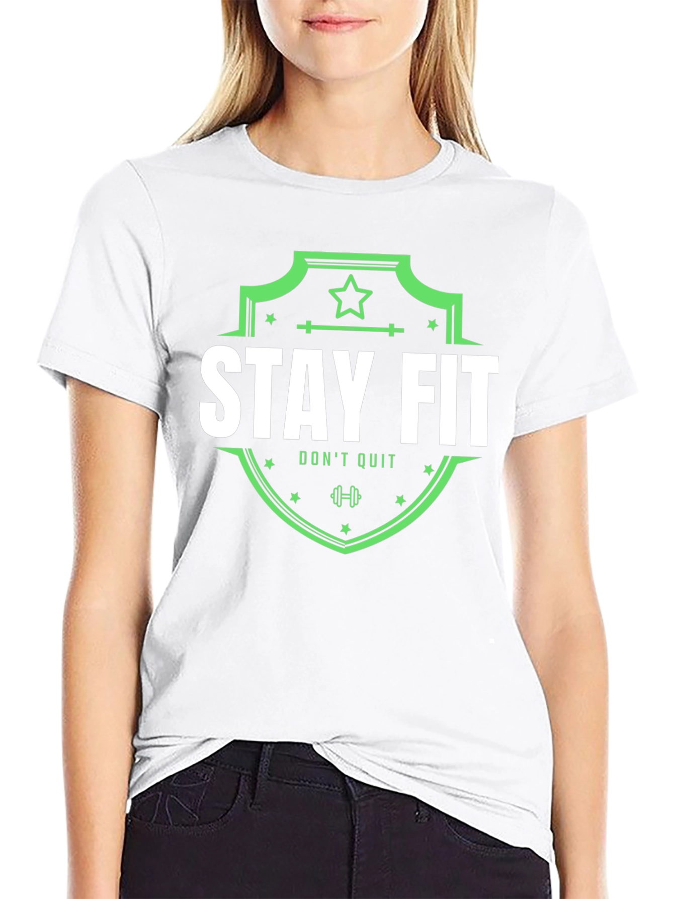 Stay Fit Graphic Tee - Black Cotton T-Shirt
