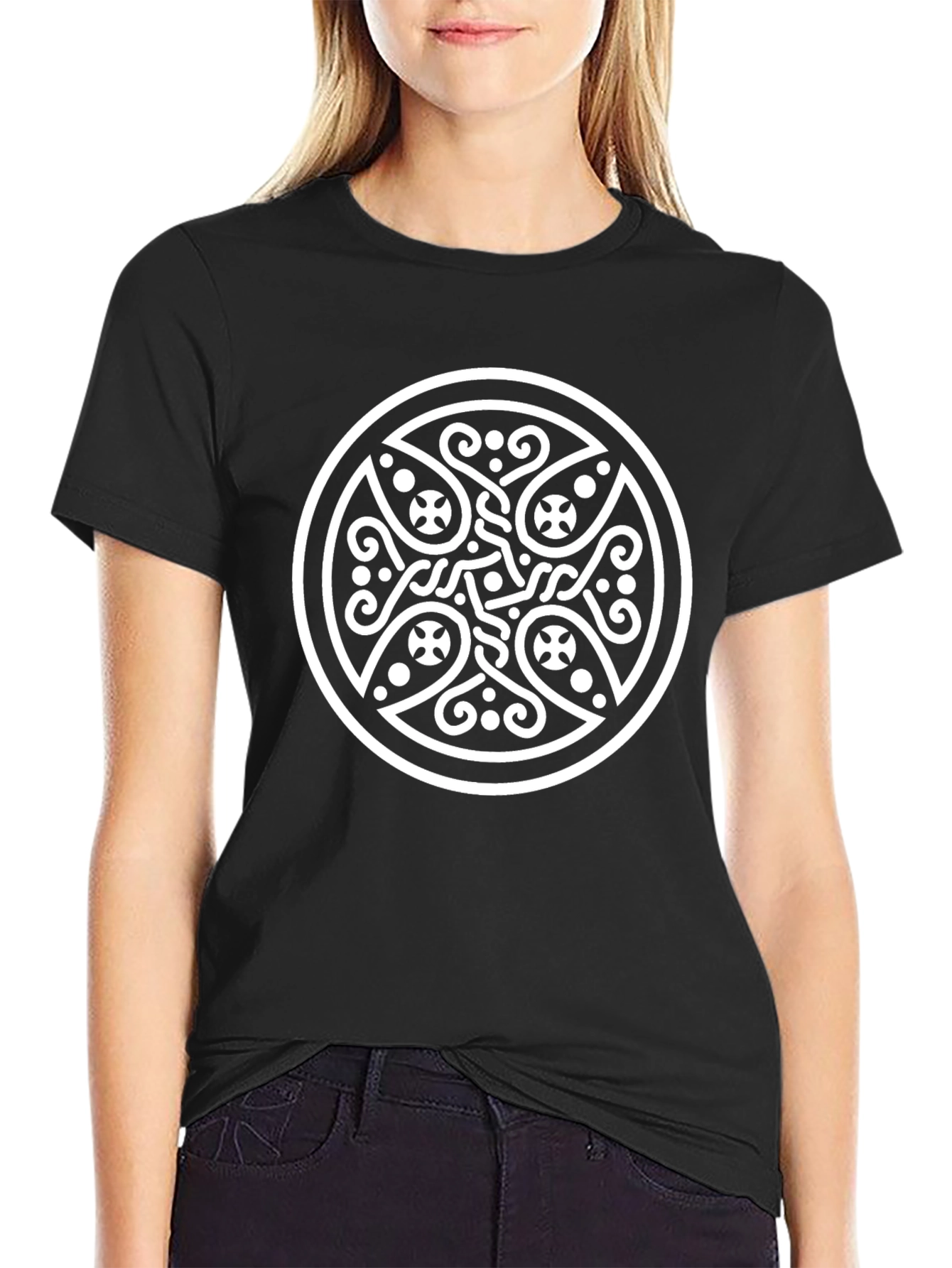 Celtic Knot Graphic T-Shirt - Black Cotton Blend
