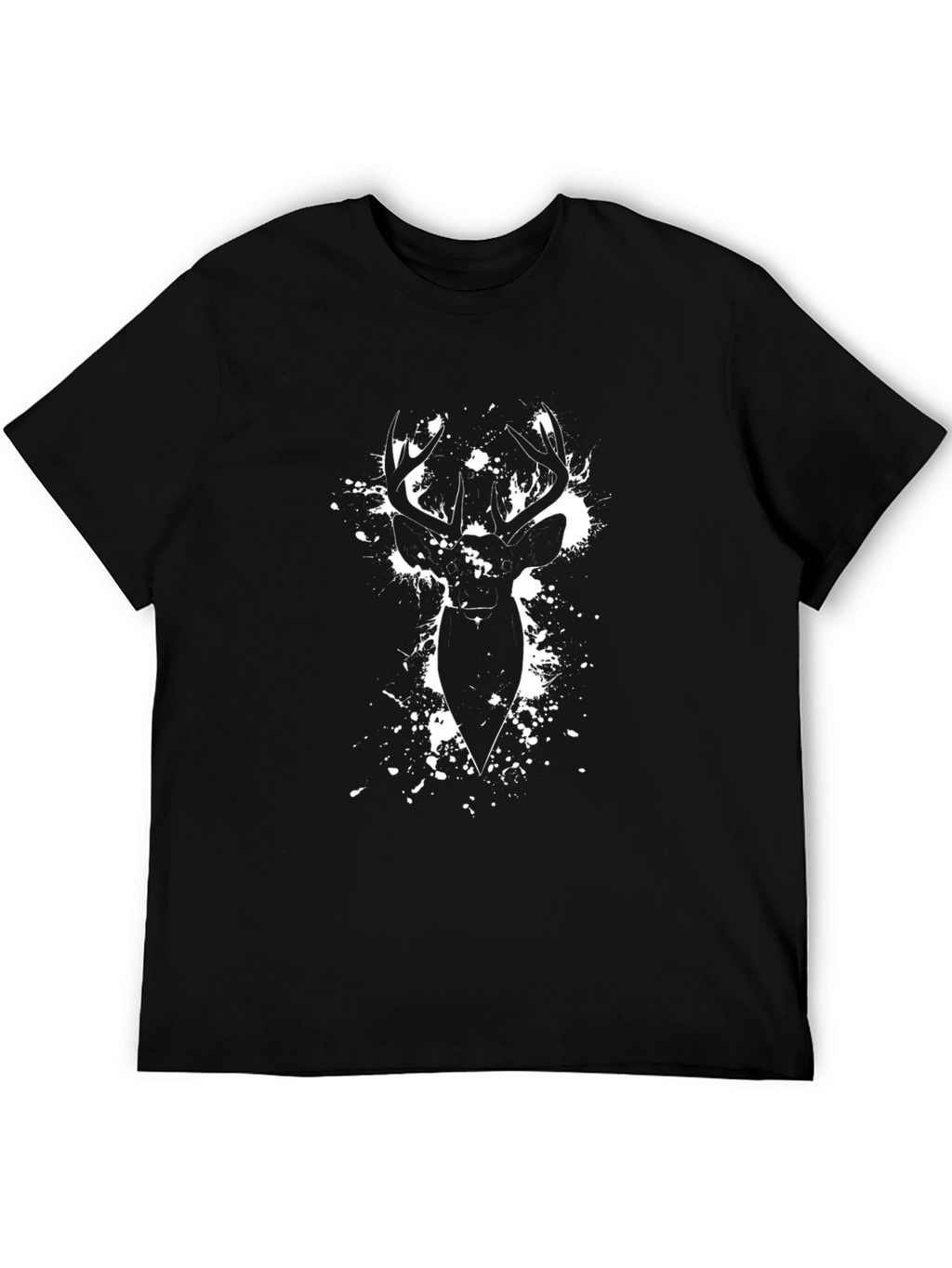 Deer Graphic Print Black T-Shirt