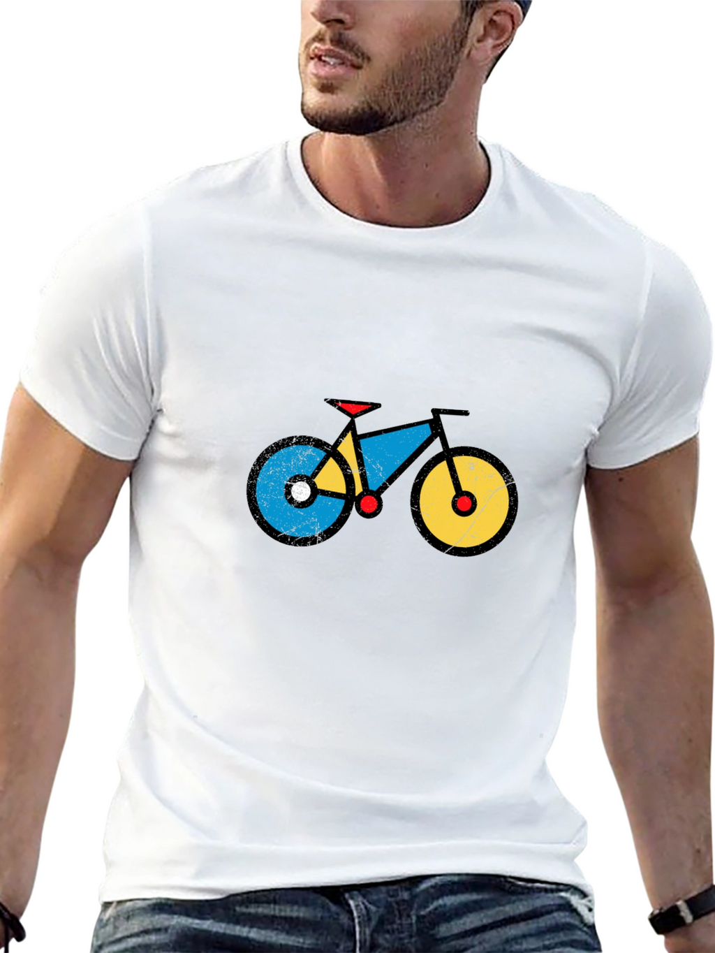 Geometric Bike Graphic Tee - Black