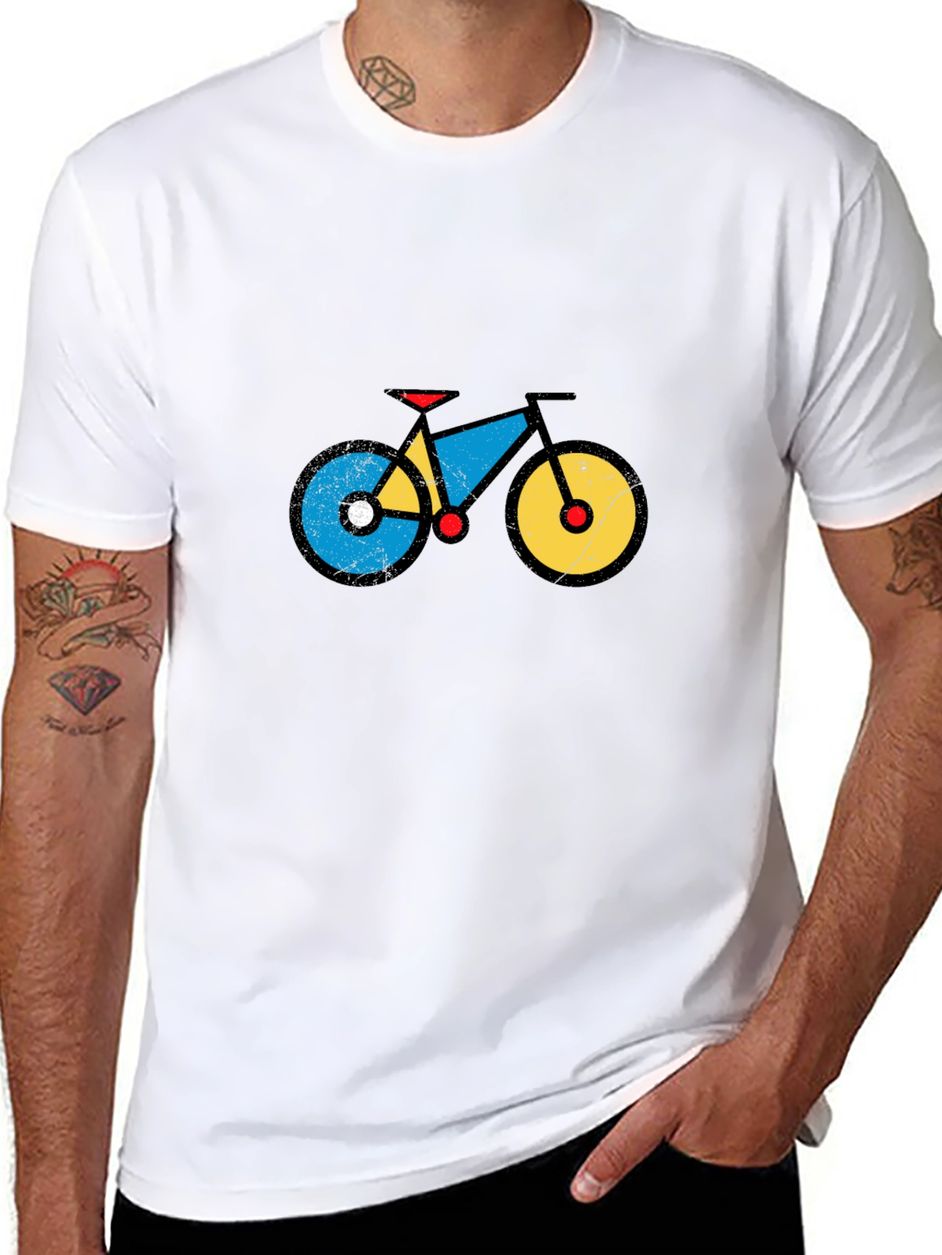 Geometric Bike Graphic Tee - Black