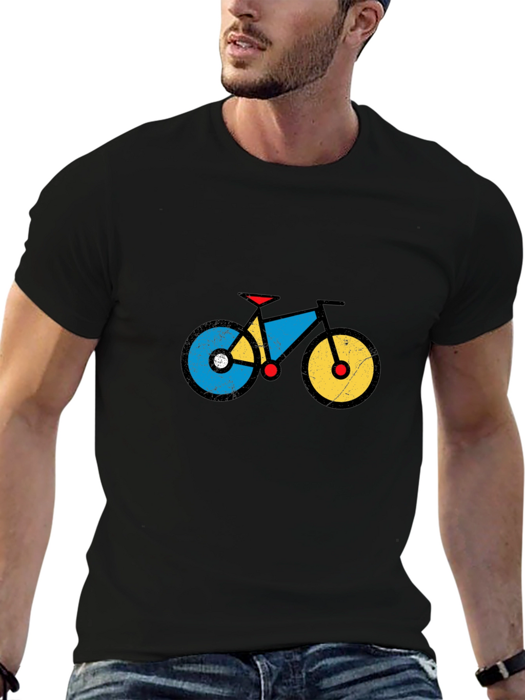 Geometric Bike Graphic Tee - Black