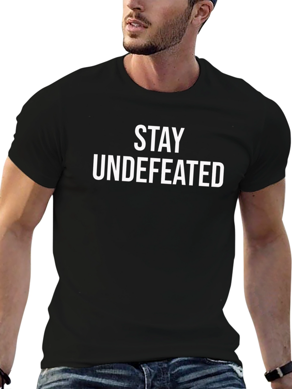 Stay Undefeated Black Graphic Tee - Premium Cotton