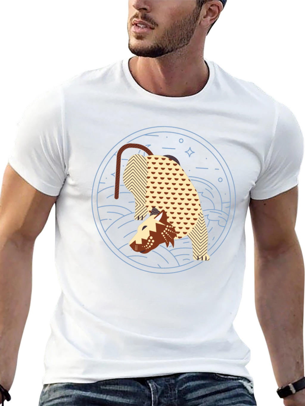 Abstract Anteater Graphic Tee - Black Cotton T-Shirt