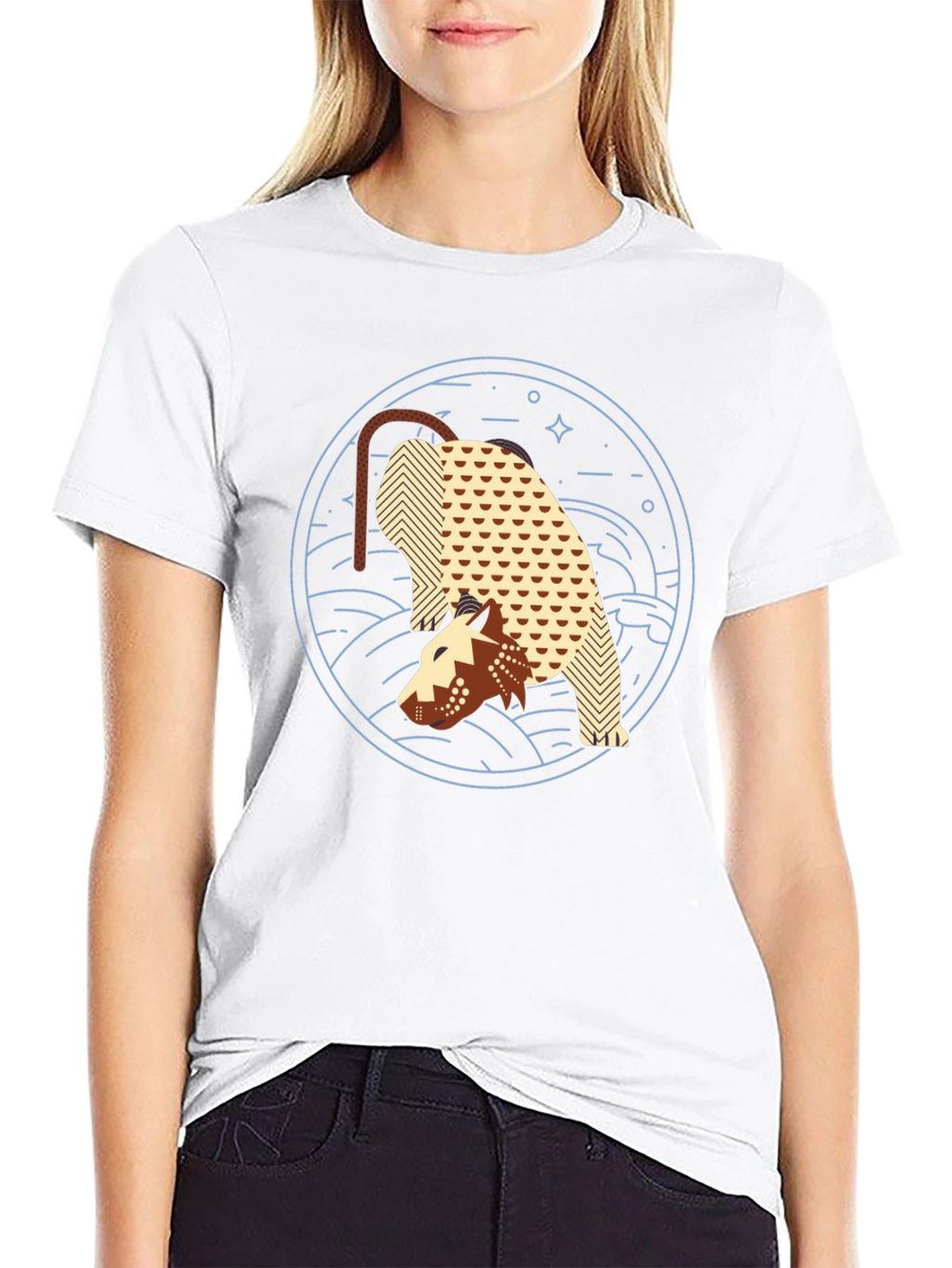 Abstract Anteater Graphic Tee - Black Cotton T-Shirt
