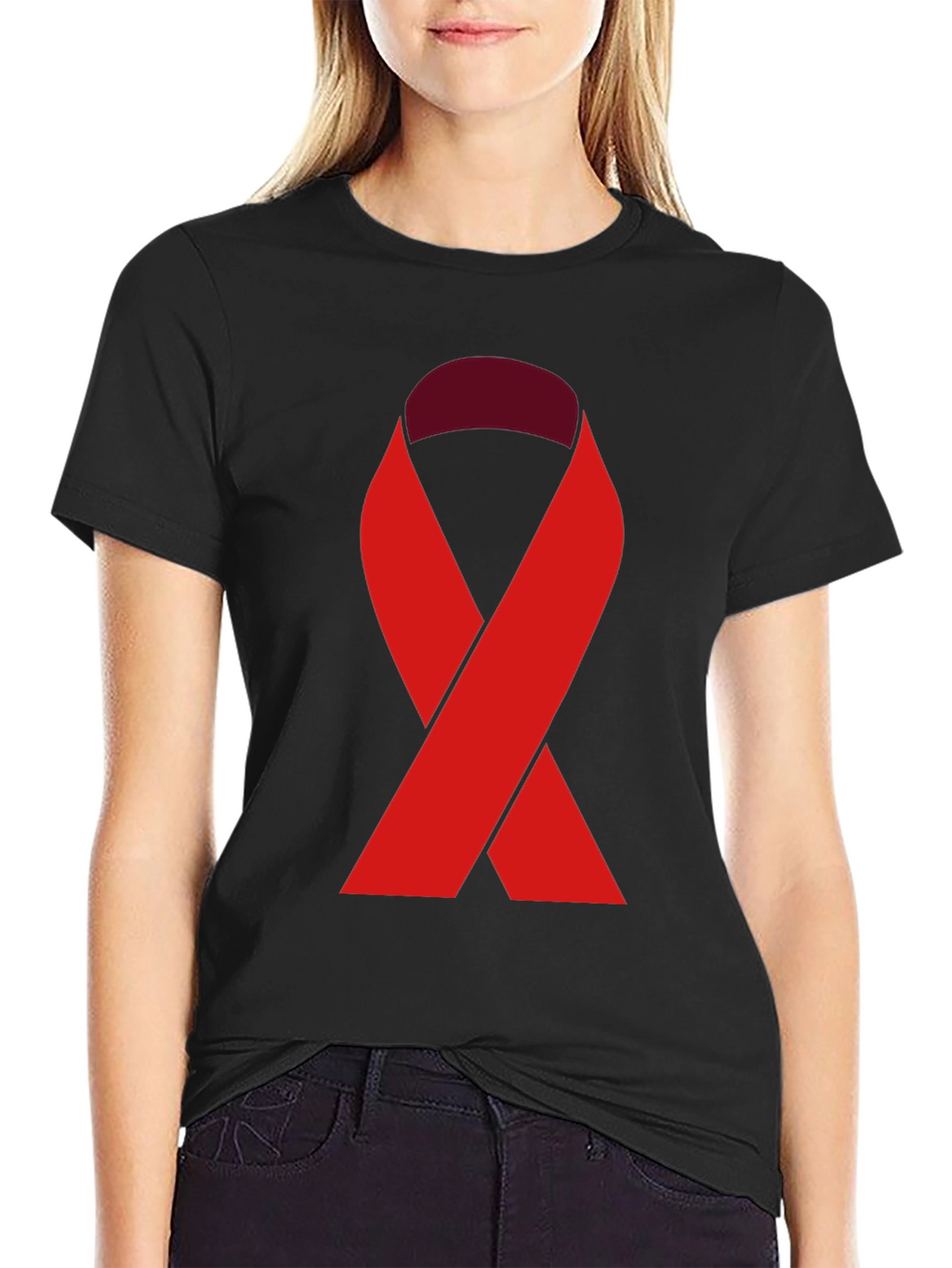 Red Ribbon Tee - Support Cause Awareness