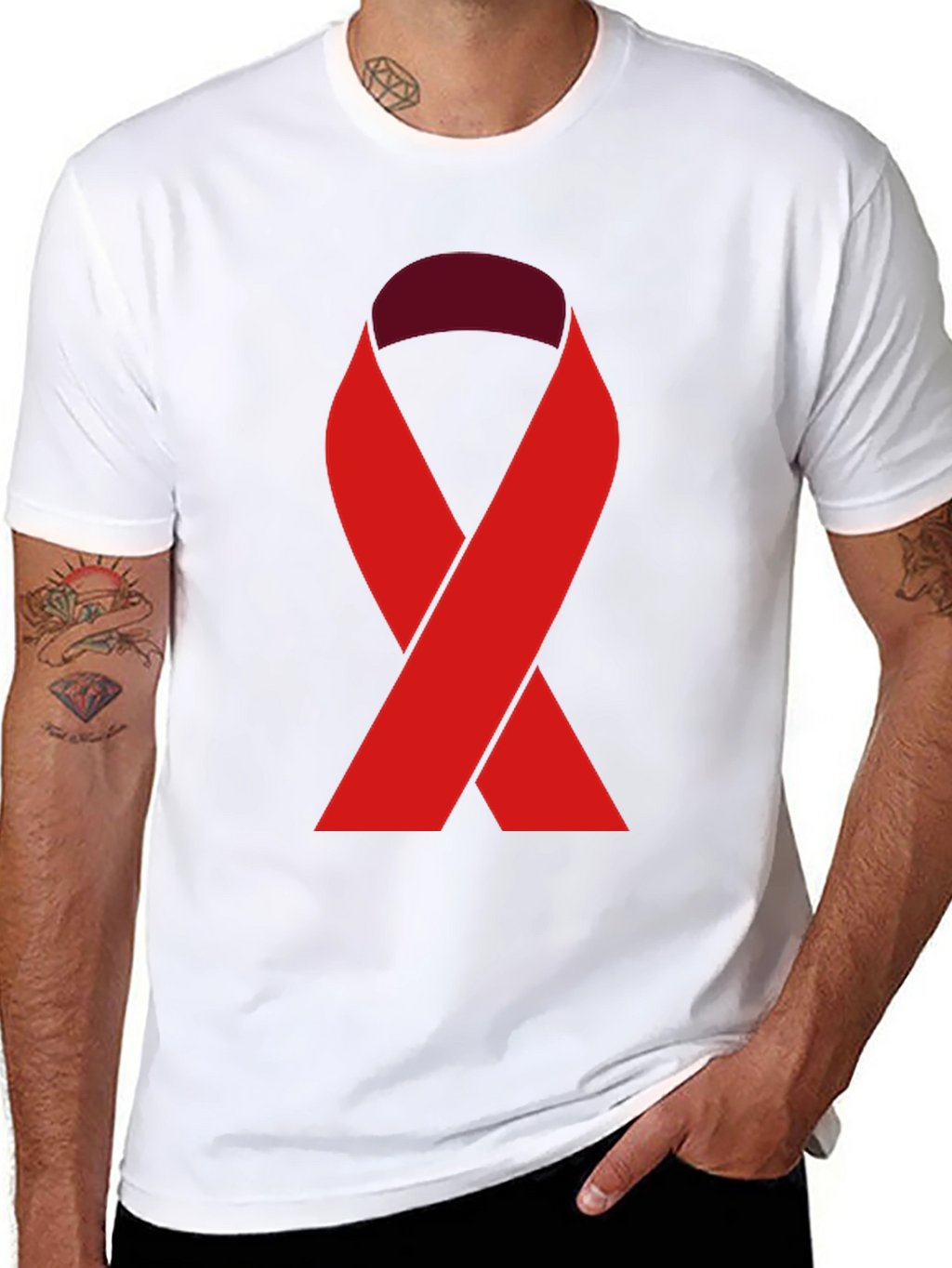 Red Ribbon Tee - Support Cause Awareness