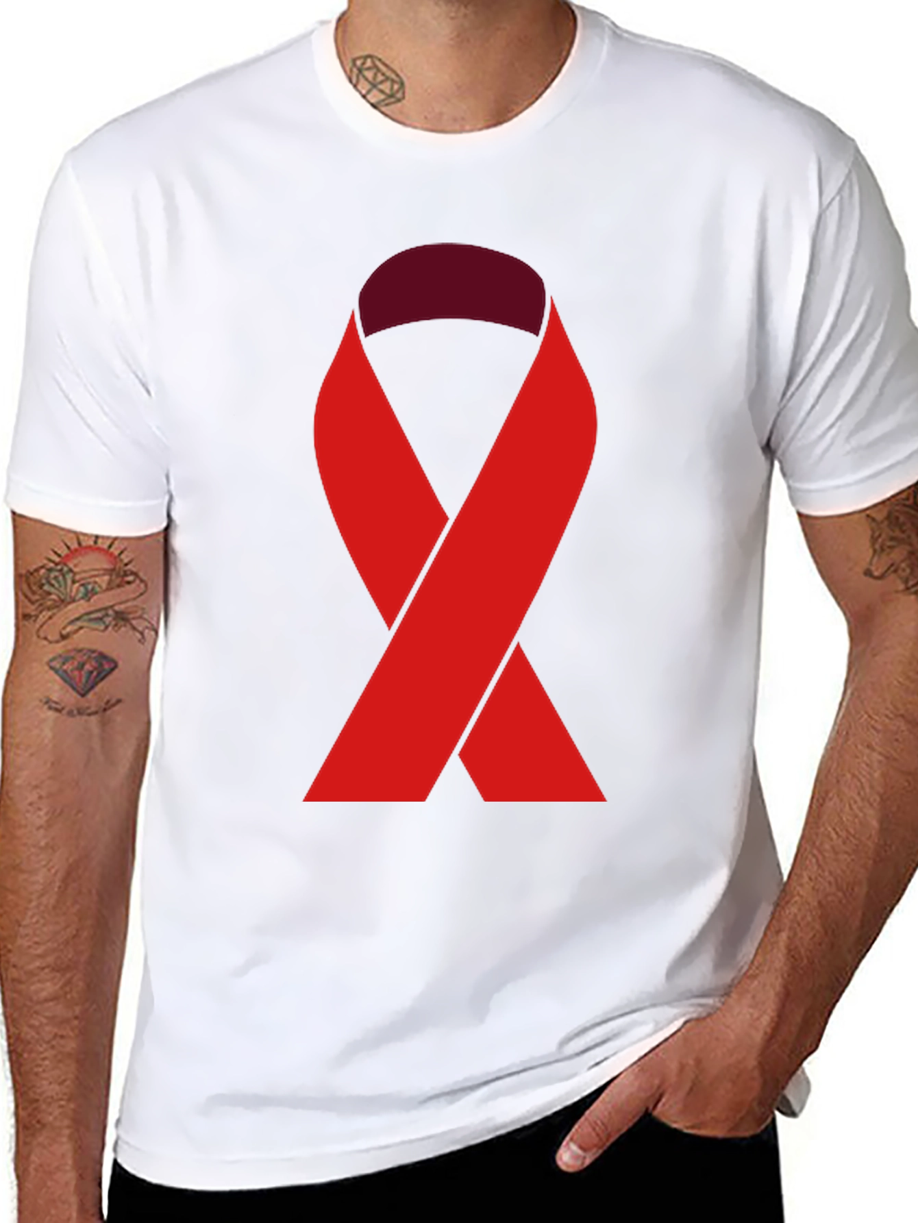 Red Ribbon Tee - Support Cause Awareness