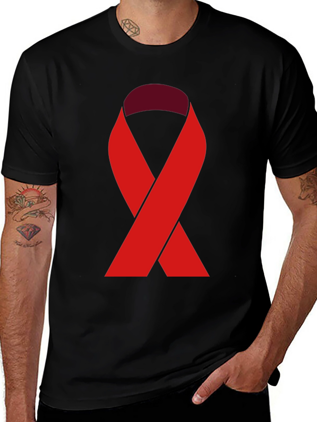 Red Ribbon Tee - Support Cause Awareness