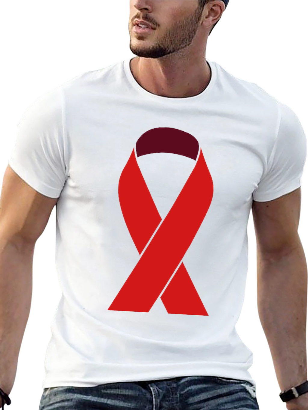 Red Ribbon Tee - Support Cause Awareness