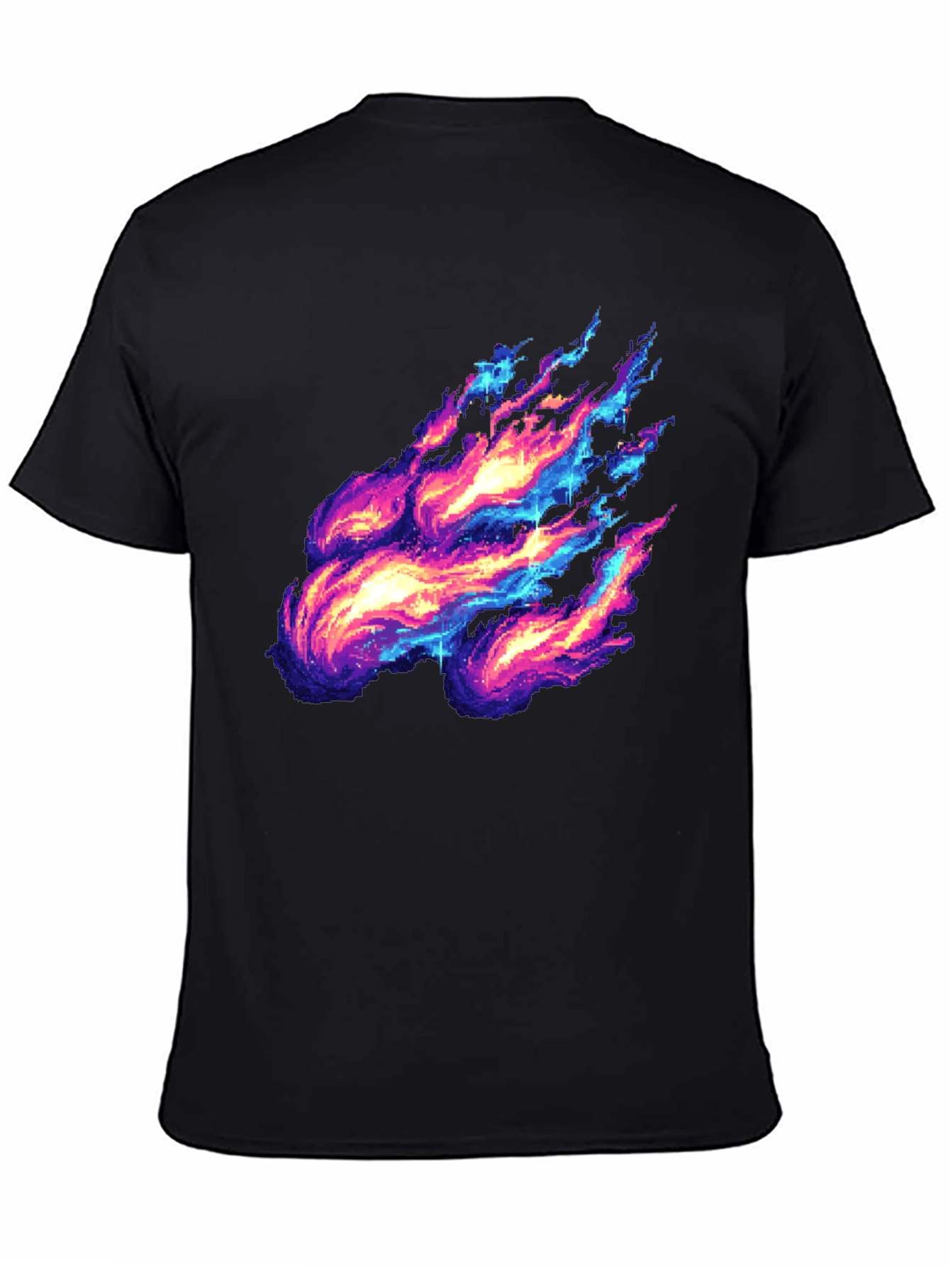 Pixelated Fire Graphic Black Tee
