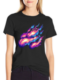 Pixelated Fire Graphic Black Tee