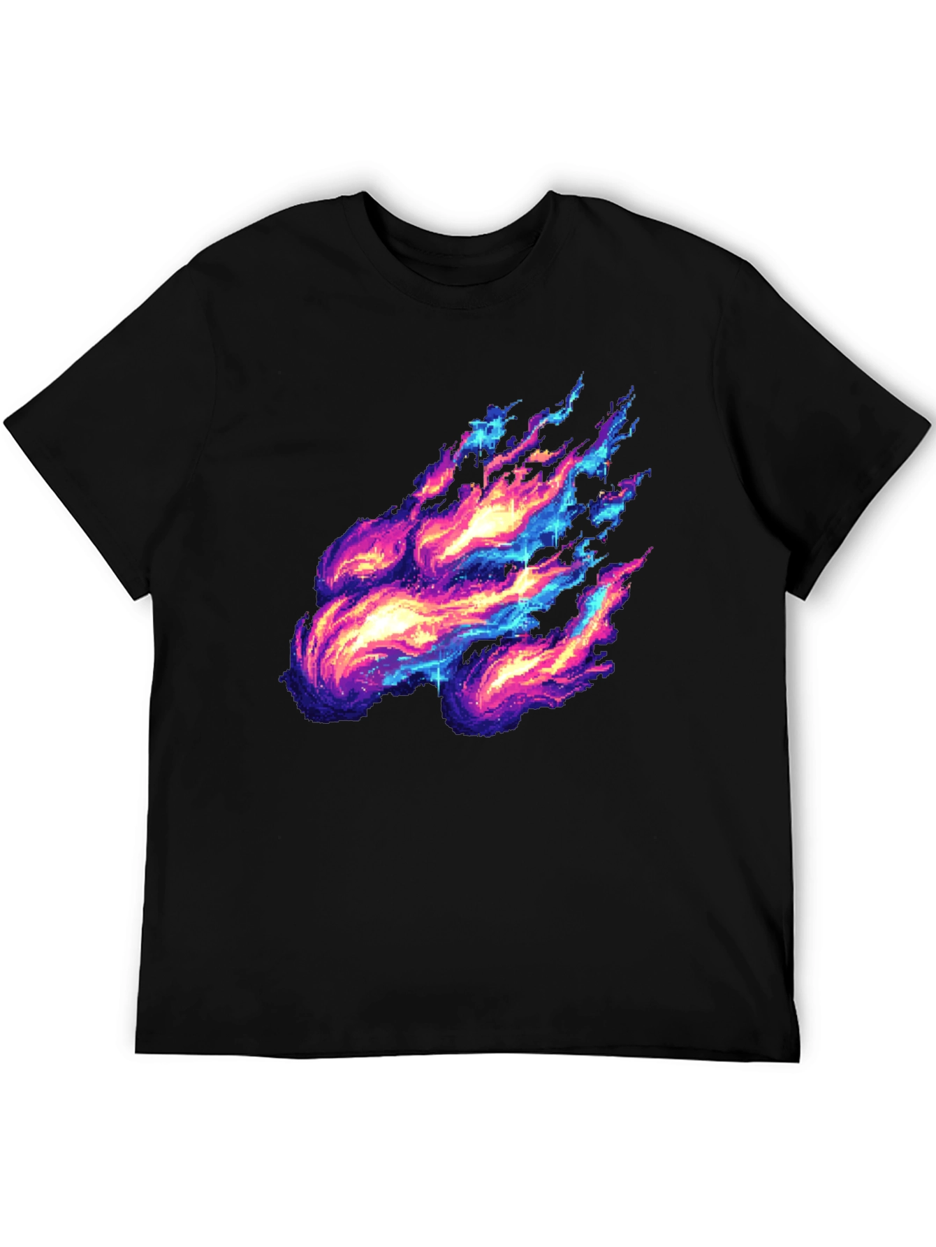 Pixelated Fire Graphic Black Tee