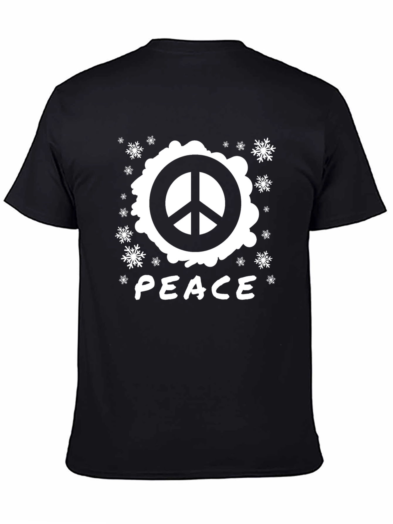Peace Sign Graphic T-Shirt - Black Cotton Blend