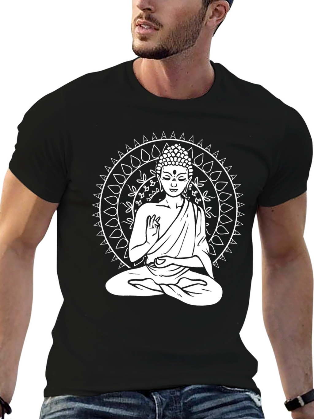 Buddha Mandala Graphic Tee - Black