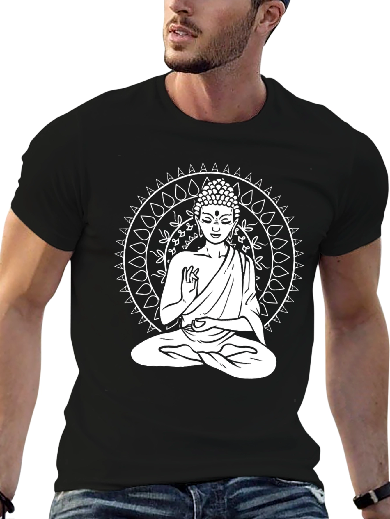 Buddha Mandala Graphic Tee - Black