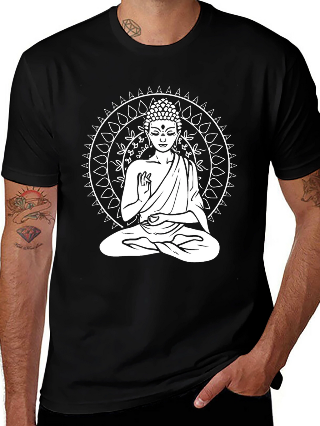 Buddha Mandala Graphic Tee - Black