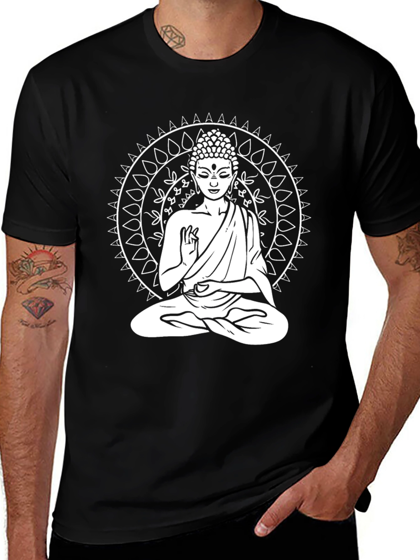 Buddha Mandala Graphic Tee - Black