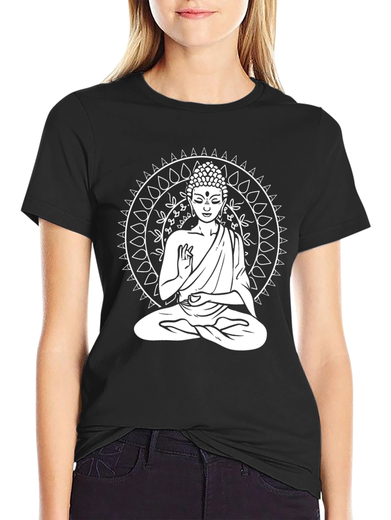 Buddha Mandala Graphic Tee - Black