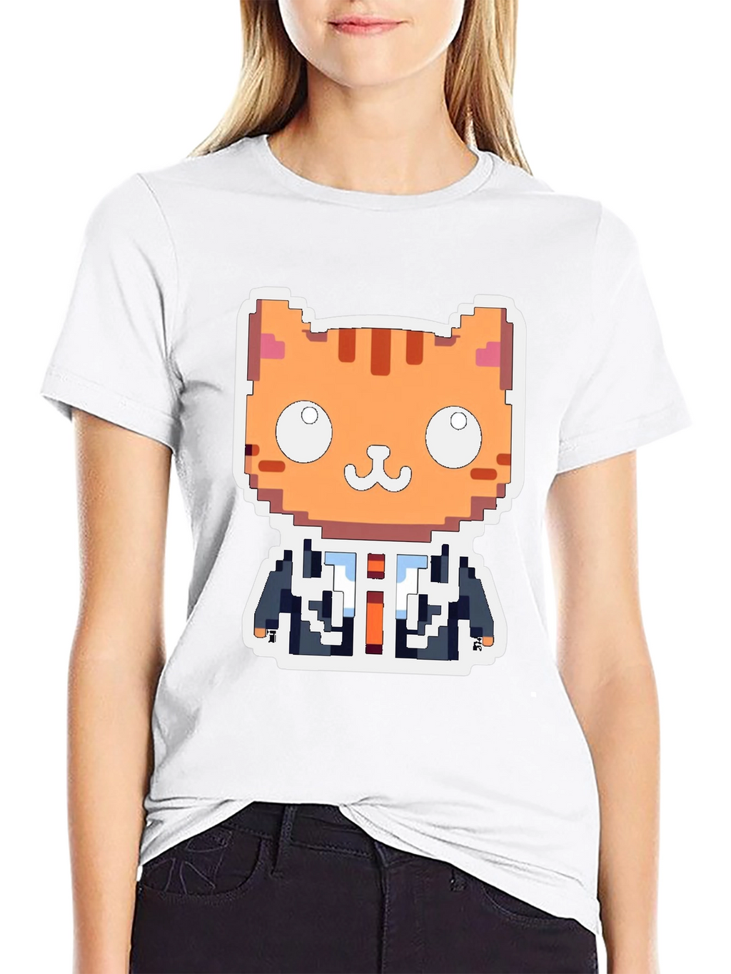 Pixel Cat Boss T-Shirt - Unique Gamer Style
