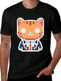 Pixel Cat Boss T-Shirt - Unique Gamer Style