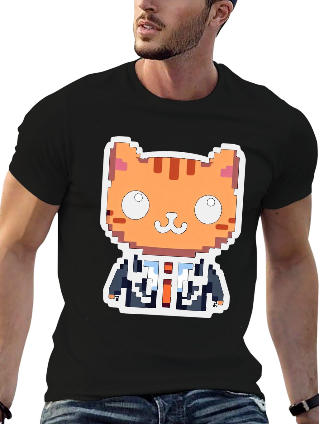 Pixel Cat Boss T-Shirt - Unique Gamer Style