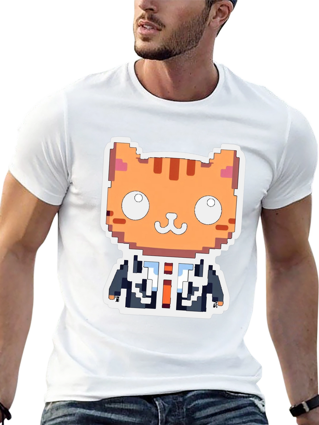 Pixel Cat Boss T-Shirt - Unique Gamer Style