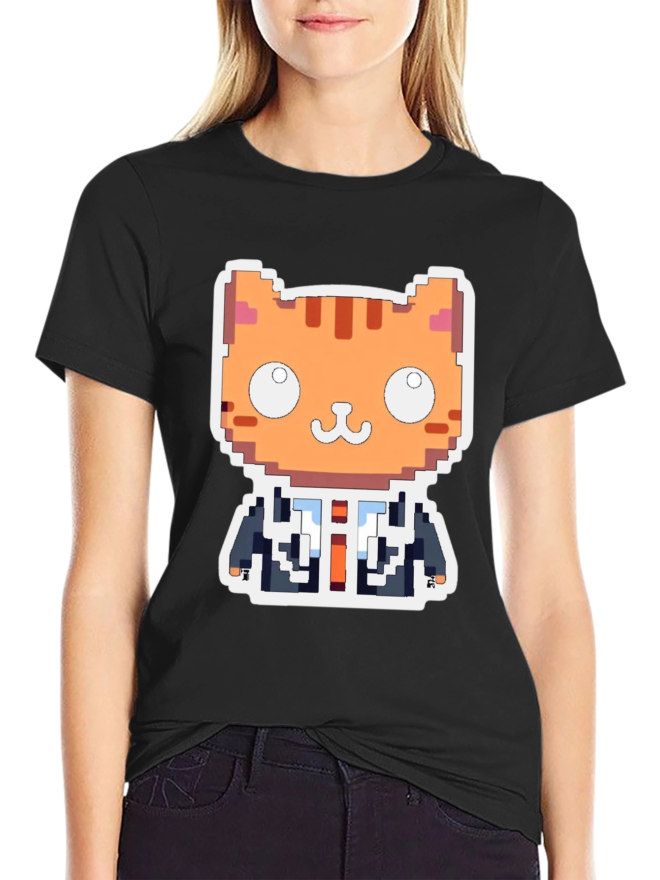 Pixel Cat Boss T-Shirt - Unique Gamer Style