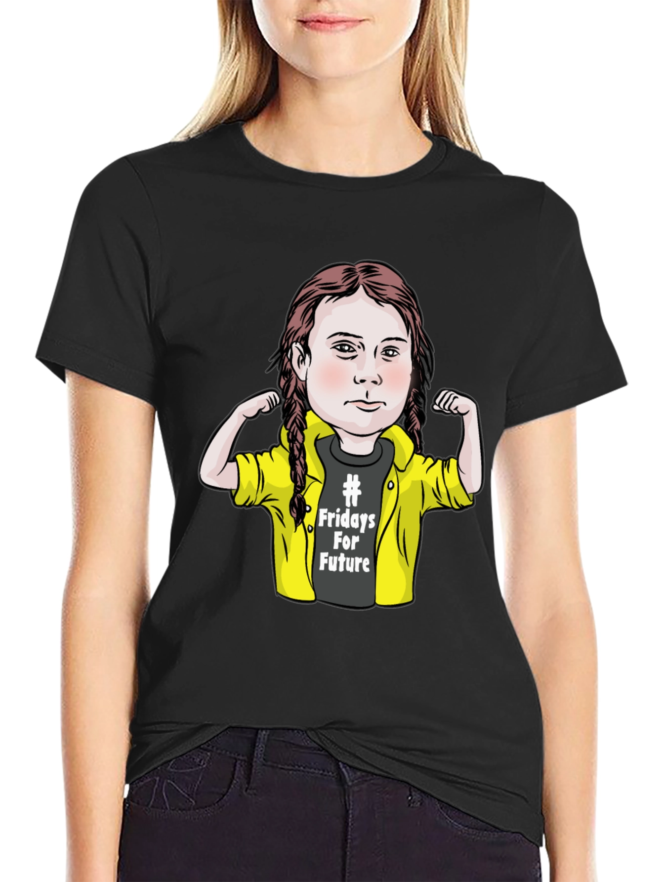 Fridays for Future T-Shirt - Greta Thunberg Cartoon Graphic Tee