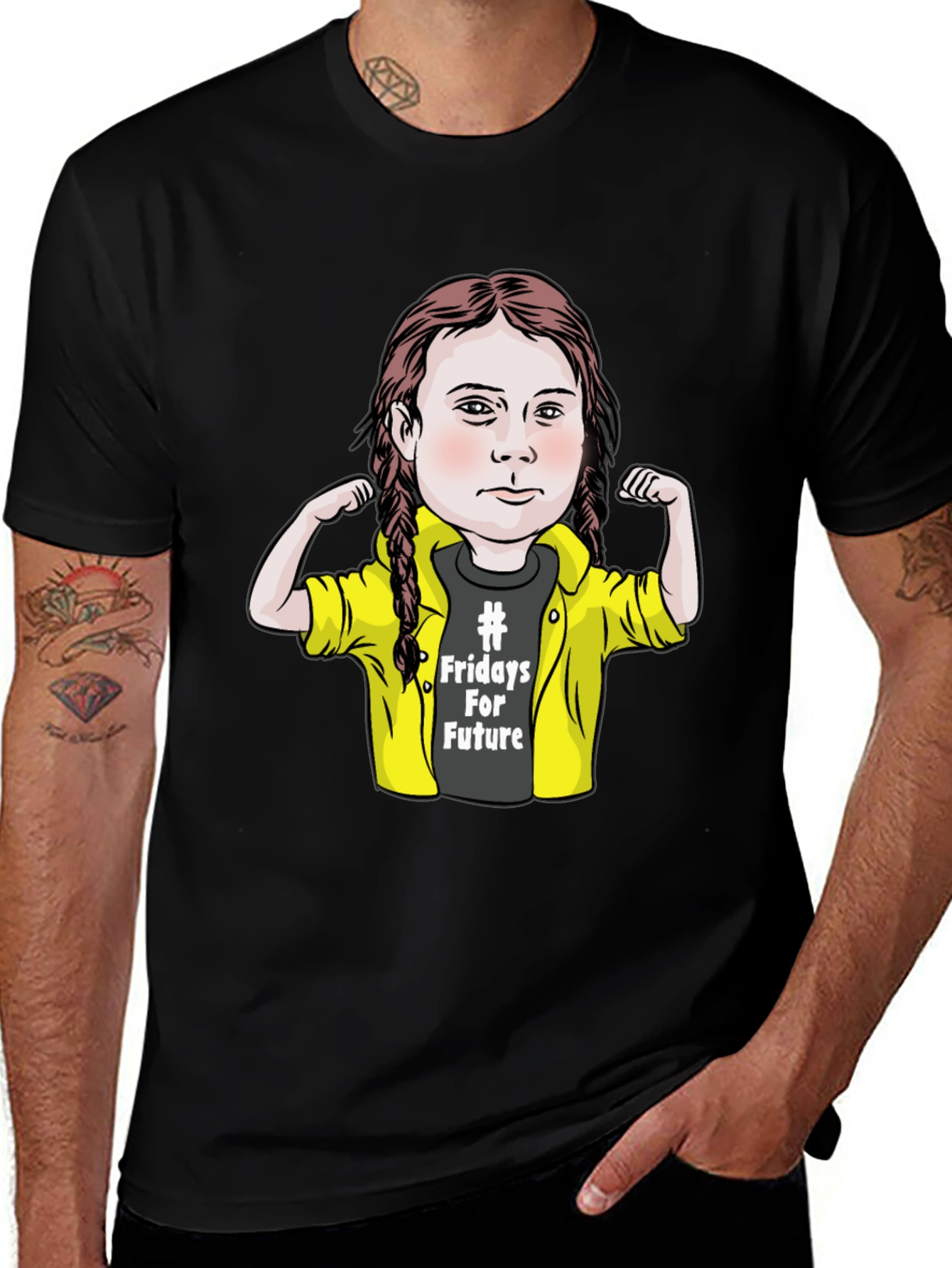 Fridays for Future T-Shirt - Greta Thunberg Cartoon Graphic Tee