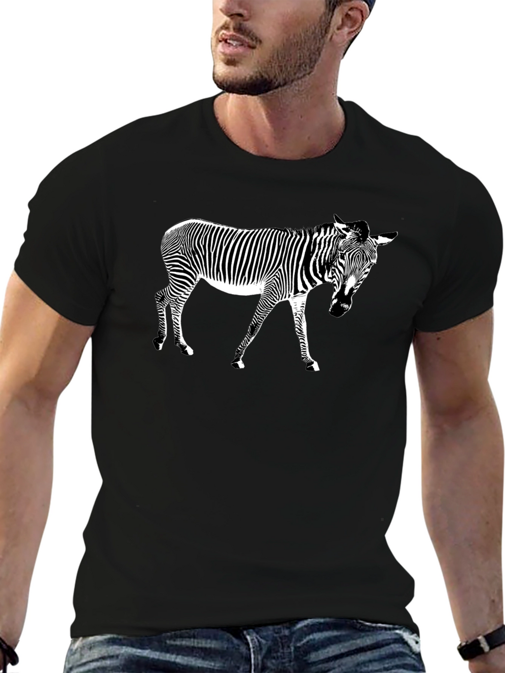 Cool Zebra Graphic Black T-Shirt